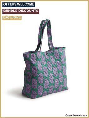 Quilted Cotton Satchel Handbag with Pockets